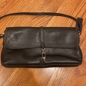 Coach black leather small crossbody shoulder bag, preowned